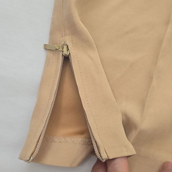 Jamie Sadock Pants Womens 12 Tan Khaki High Rise Nylon Ripstop Golf Crop Capri - Picture 6 of 8